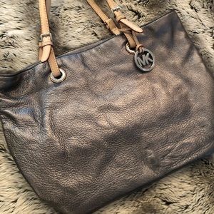 Silver Leather Michael Kors Tote